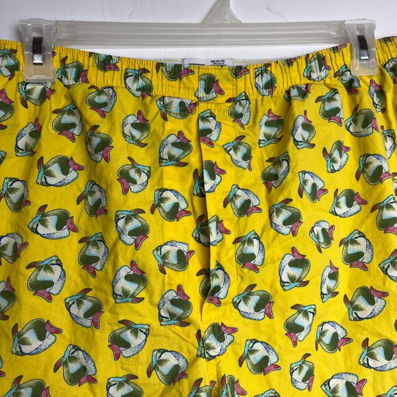 GAP Men's XXL Yellow Fish All Over Print Boxer Shorts Lounge Sleep Green - Picture 2 of 4